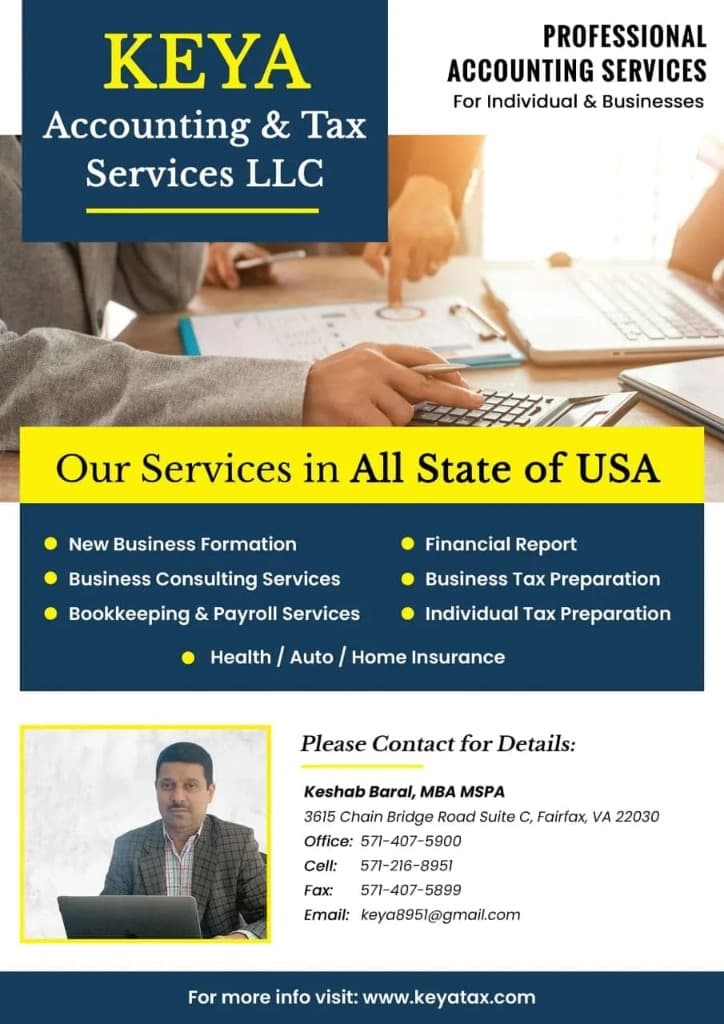 Keya Accounting & Tax Services LLC - Keshab Baral MBA MSPA Official Poster